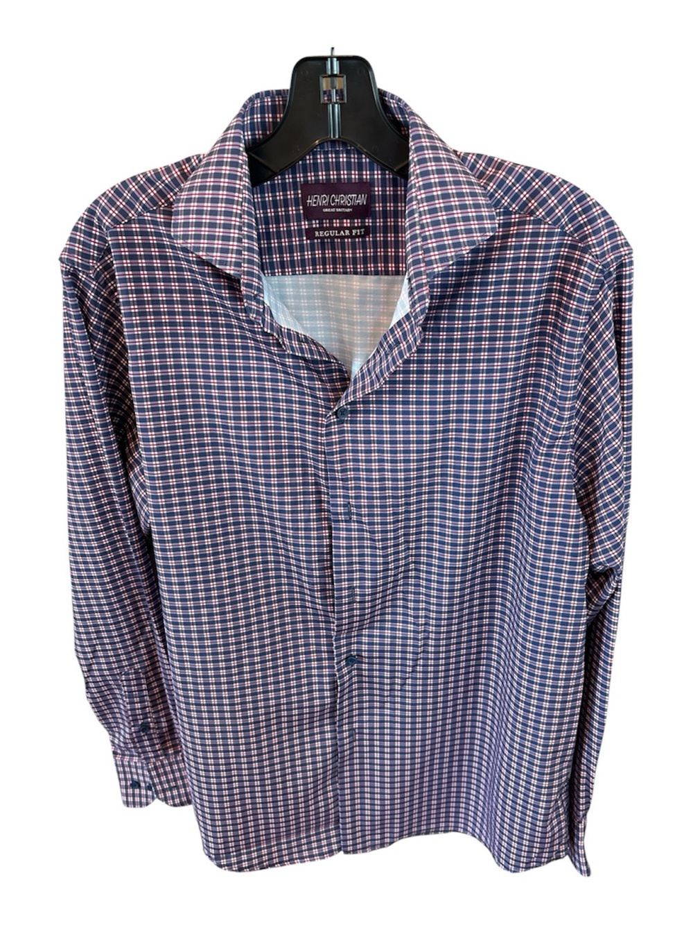 Henri Christian Navy & Red Check Men's Dress Shirt
